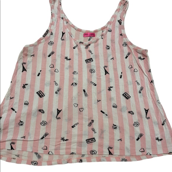 Betsey Johnson pink and white striped pajama set from early 2000’s size small - Picture 2 of 10